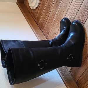 Harley Davidson Woman's Genuine Leather Knee High Boots Size 8 Biker With Box